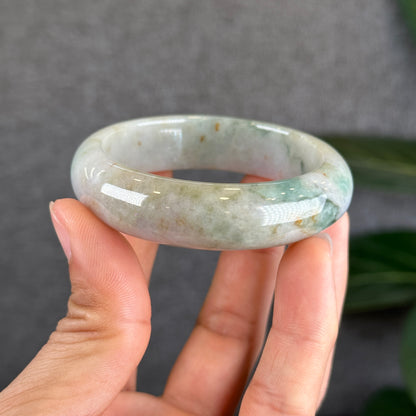 Tri Colour Natural Floral Orange Natural Jadeite Jade Type A Bangle Leaf Sytle Size 52.3 mm Certificate 574933