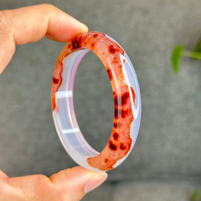 Natural Cinnabar Agate Bangle Size 53.5 mm