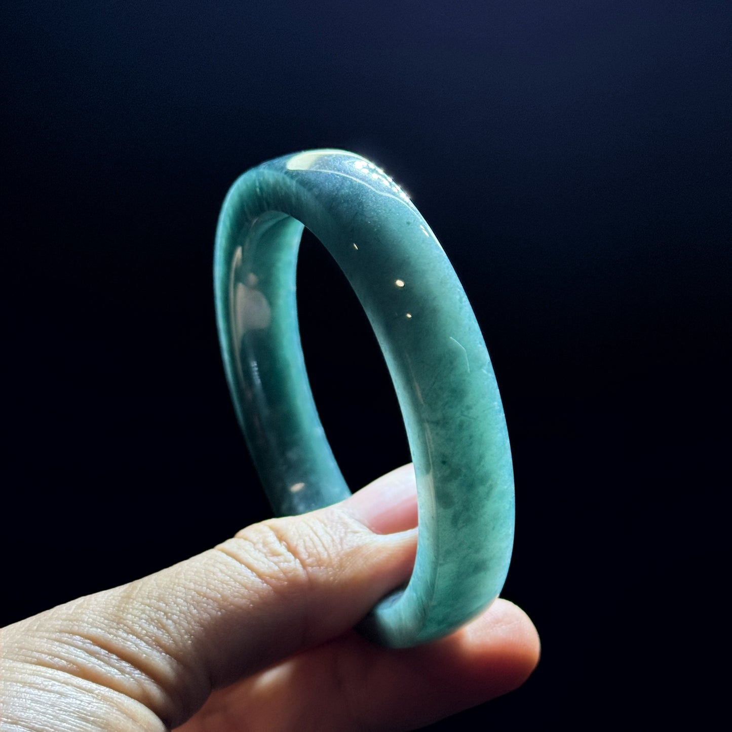 Water Green Jadeite Jade Bangle Square Style Size 54 mm