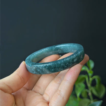 Water Green Jadeite Jade Bangle Square Style Size 54 mm