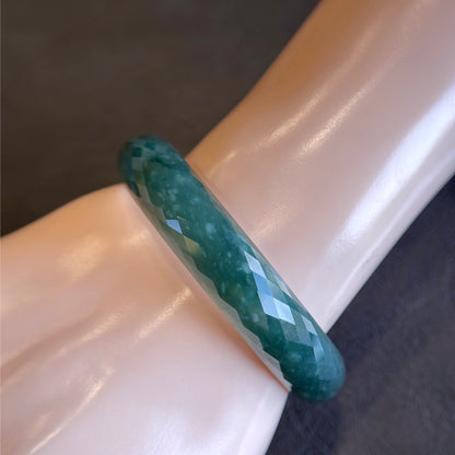 Faceted Jadeite Jade Bangle Leaf Style Size 54 mm