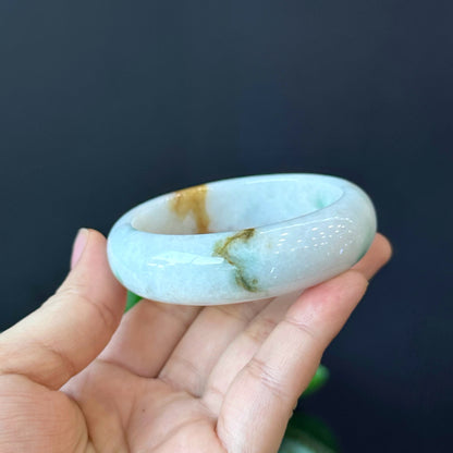 Jadeite Jade Bangle Leaf Style Size 55 mm