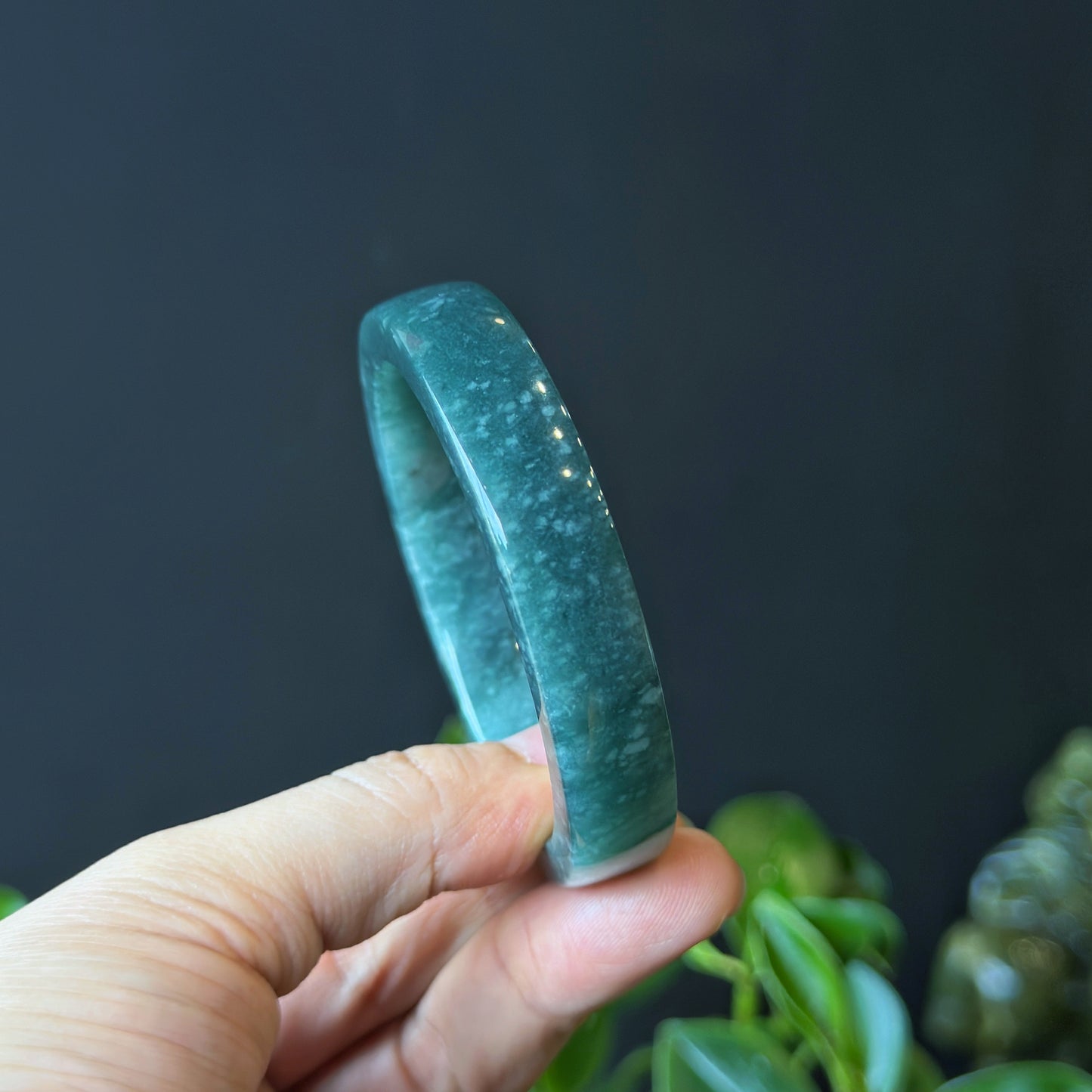 Water Green Jadeite Jade Bangle Square Style Size 53.8 mm