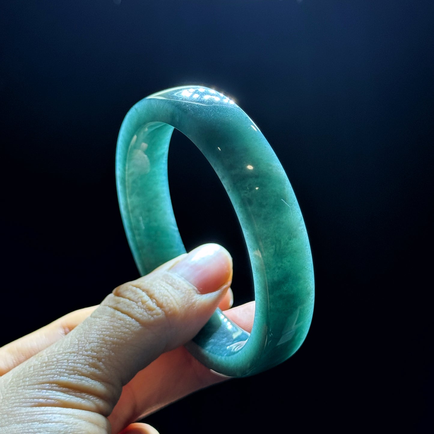 Water Green Jadeite Jade Bangle Square Style Size 53.8 mm