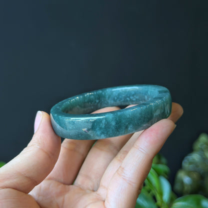 Water Green Jadeite Jade Bangle Square Style Size 53.8 mm