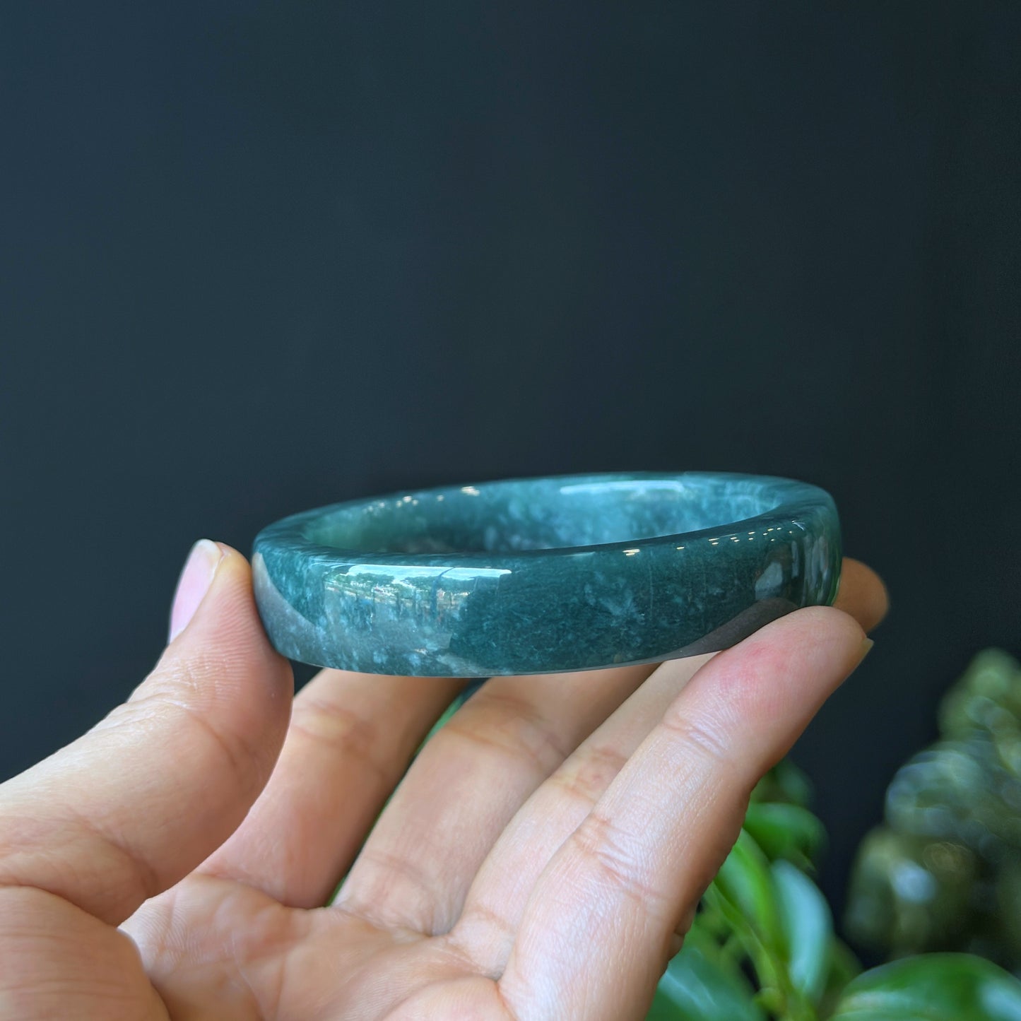 Water Green Jadeite Jade Bangle Square Style Size 53.8 mm