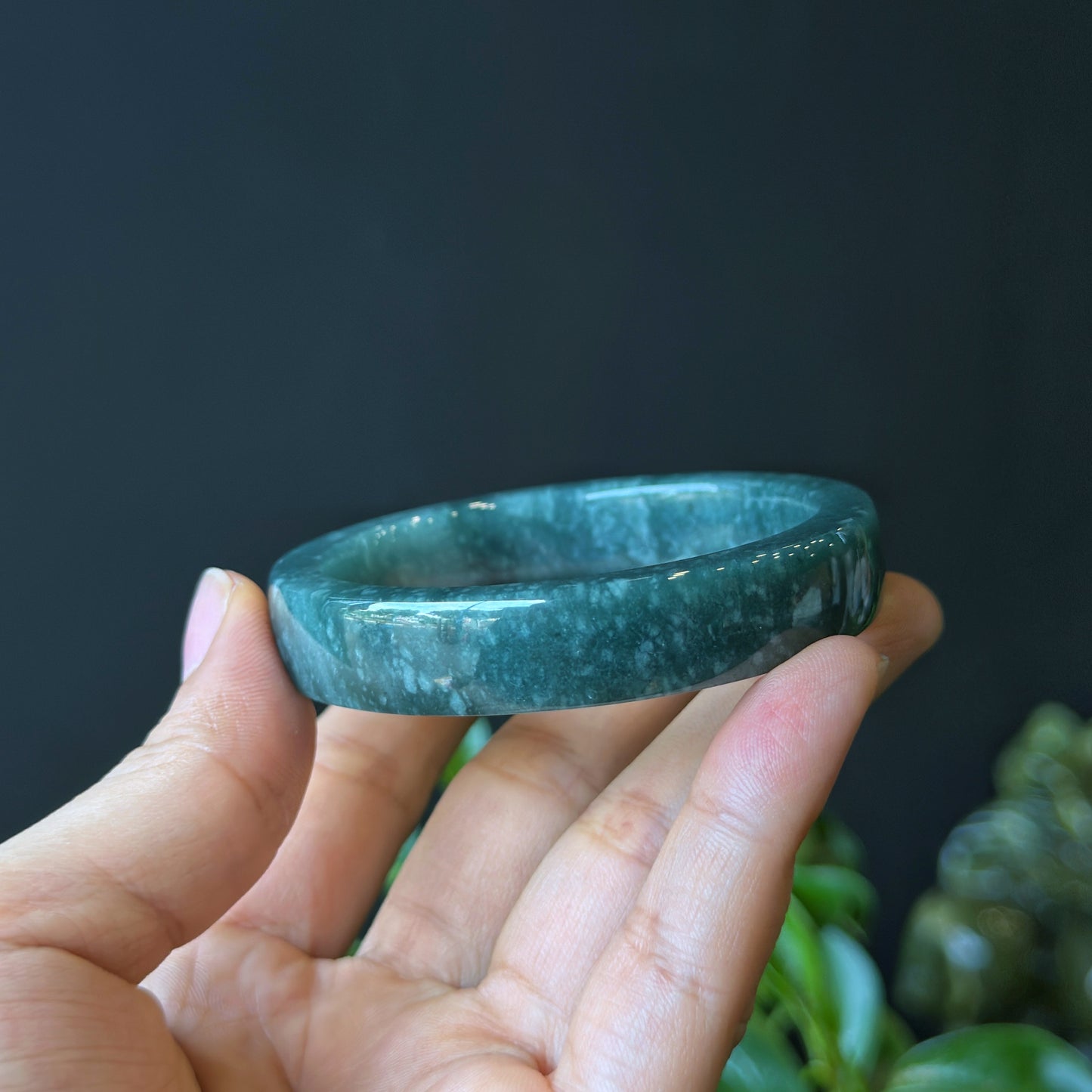 Water Green Jadeite Jade Bangle Square Style Size 53.8 mm