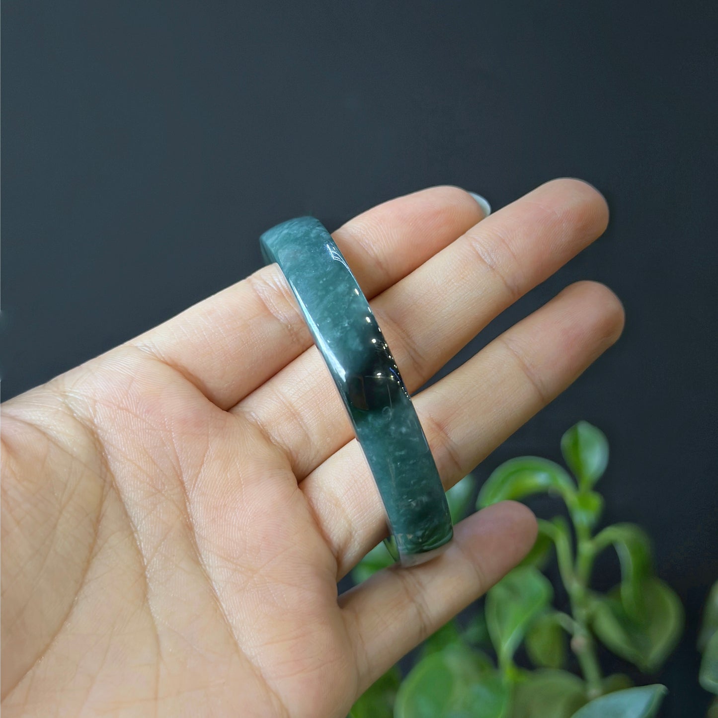 Water Green Jadeite Jade Bangle Square Style Size 53.8 mm