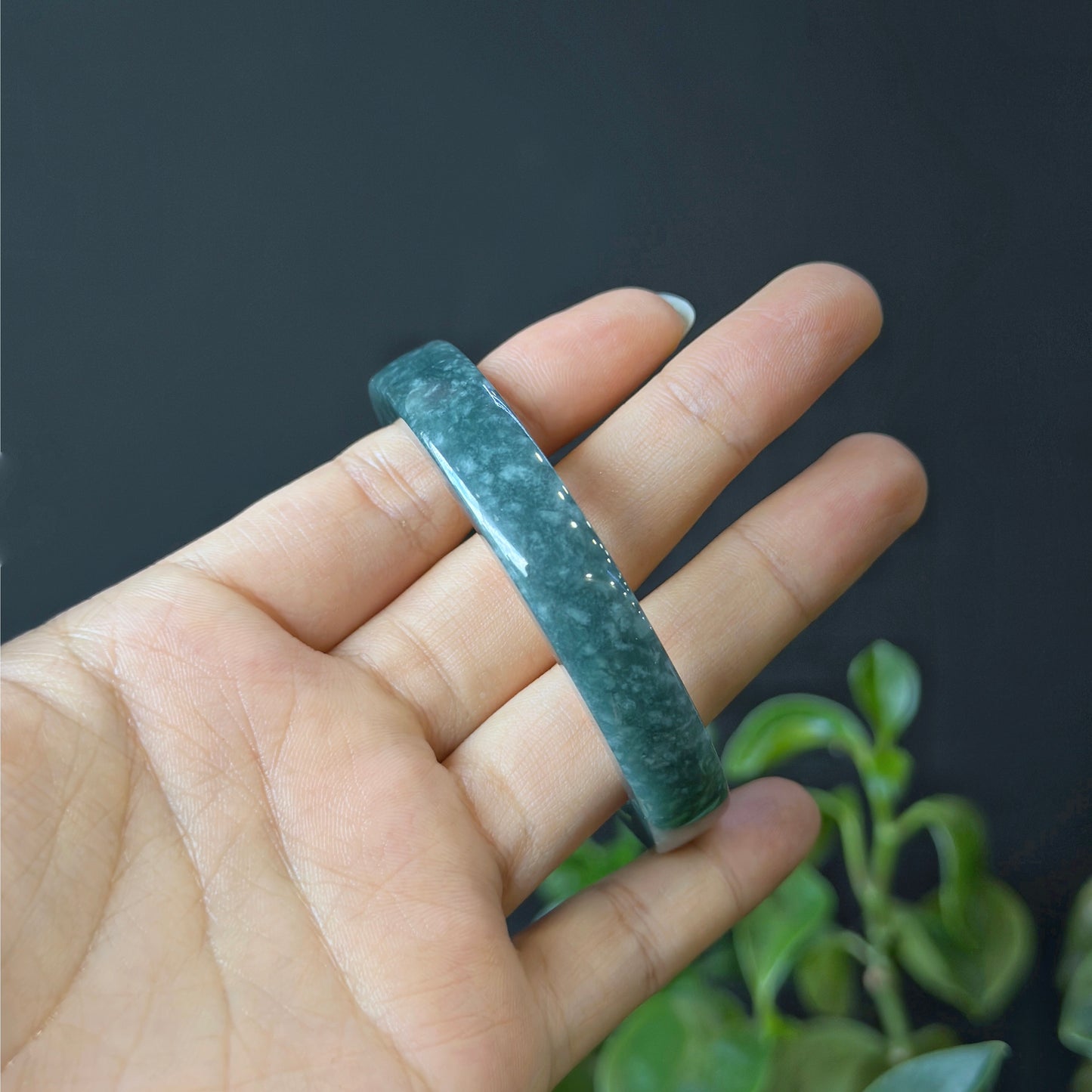 Water Green Jadeite Jade Bangle Square Style Size 53.8 mm