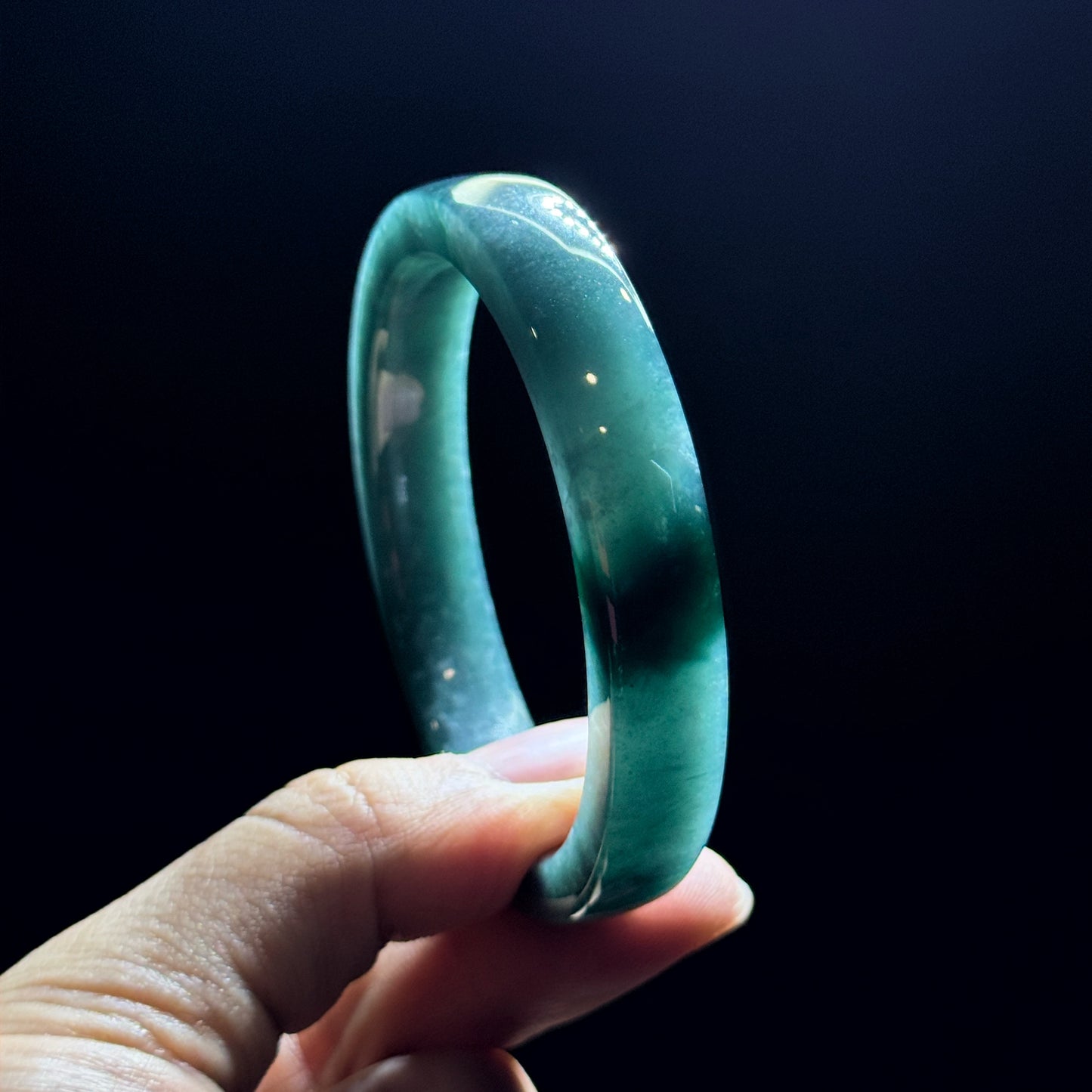 Water Green Jadeite Jade Bangle Square Style Size 53.8 mm