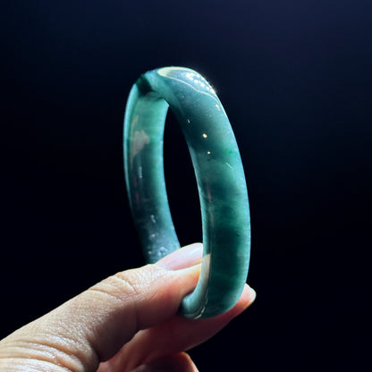 Water Green Jadeite Jade Bangle Square Style Size 53.8 mm