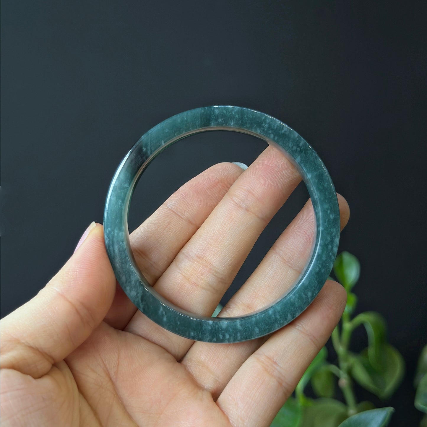 Water Green Jadeite Jade Bangle Square Style Size 53.8 mm