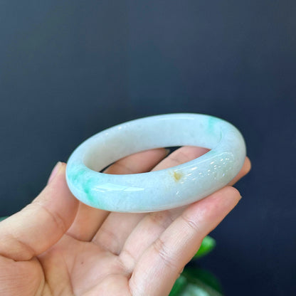 Jadeite Jade Bangle Leaf Style Size 57 mm