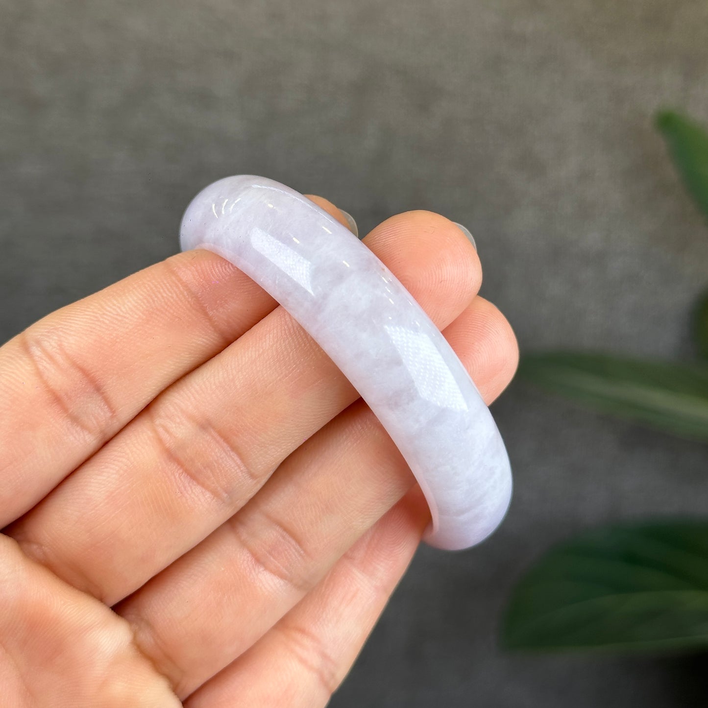 Lavender with One Dot of Orange Jadeite Jade Type A Oval Leaf Style Bangle Size 51-52 mm mm Certificate 296365