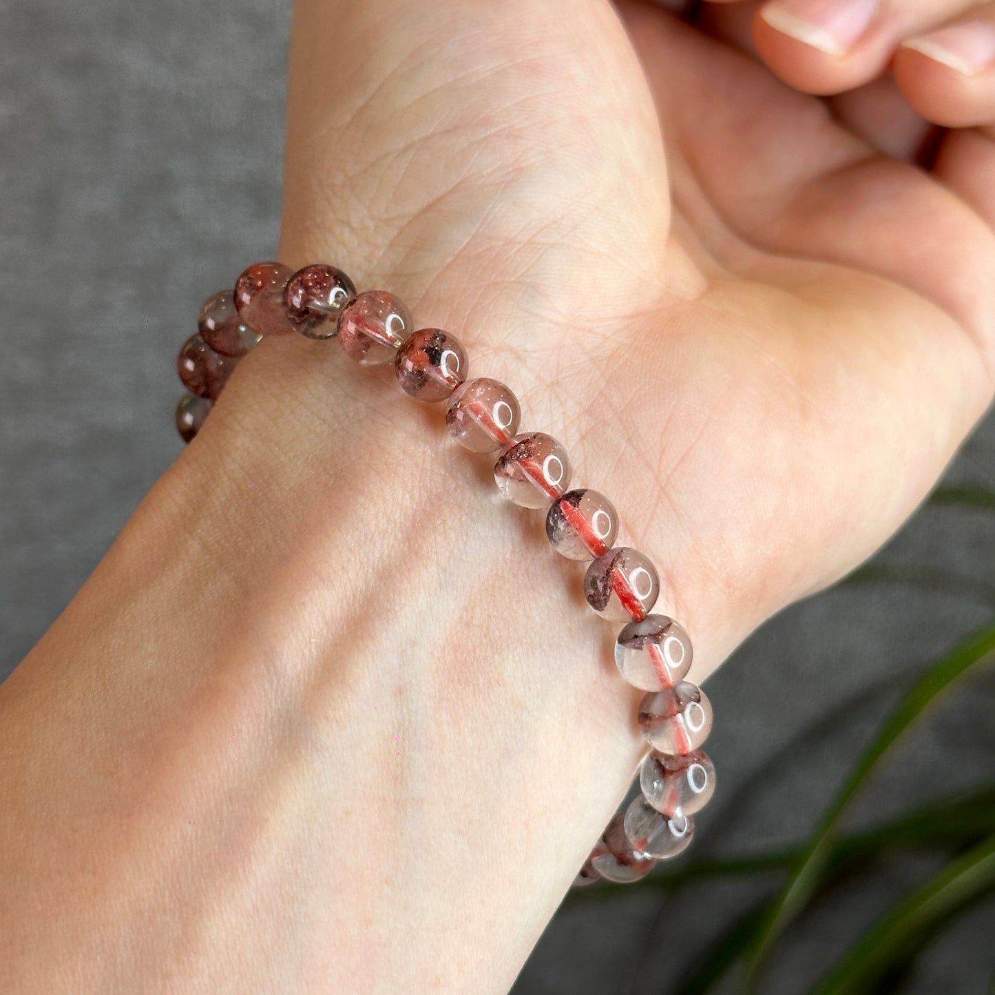 Red Pyramid Phantom Quartz Bracelet Size 7 mm