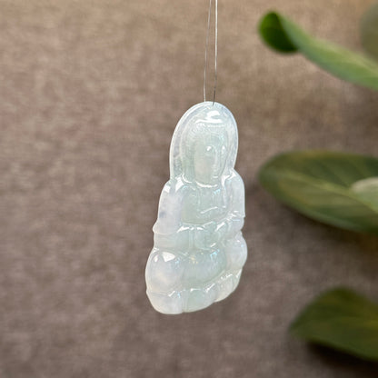 Quan The Am Buddha Jadeite Jade Type A Light Water Green Pendant