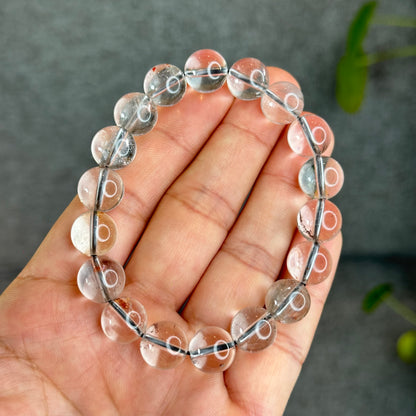 Natural Platinum Rutilated Quartz Bracelet Size 10.5 mm