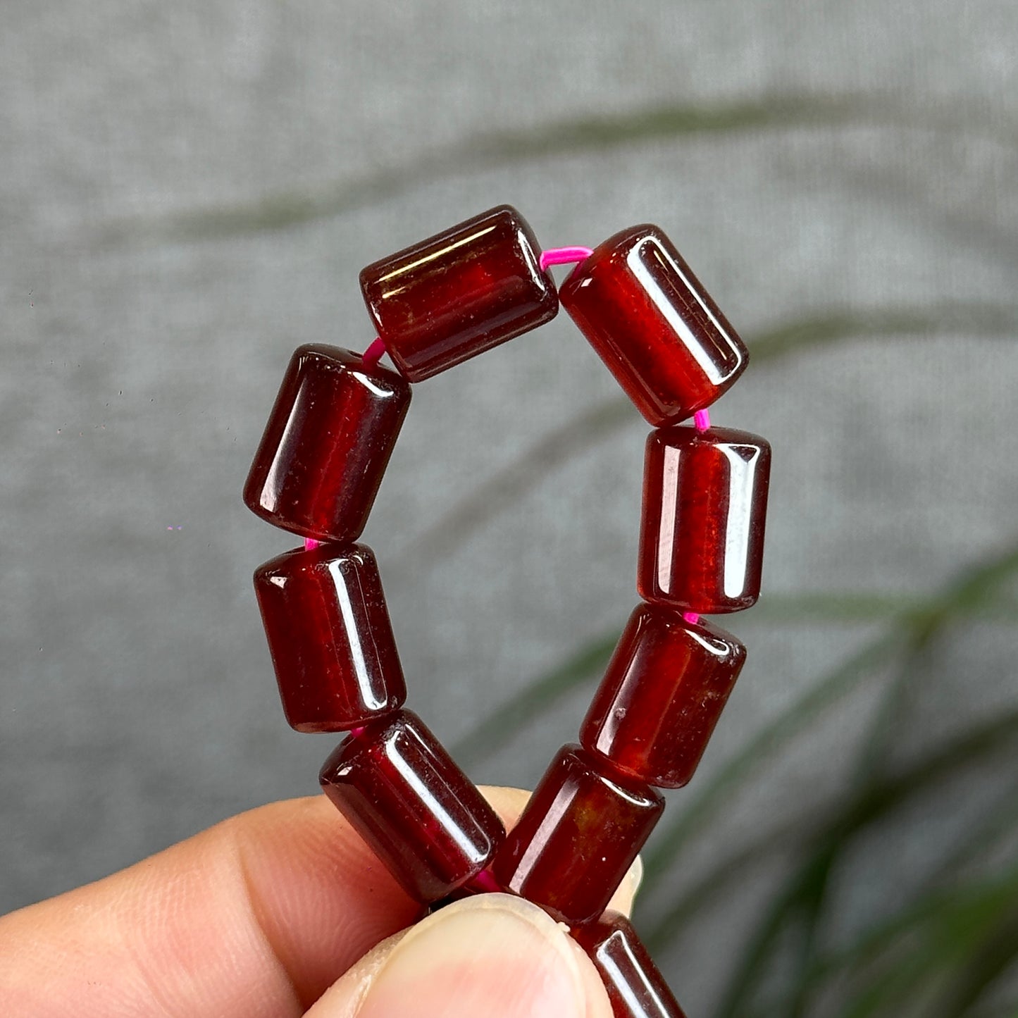 Garnet Cylinder Bracelet Size 8 mm