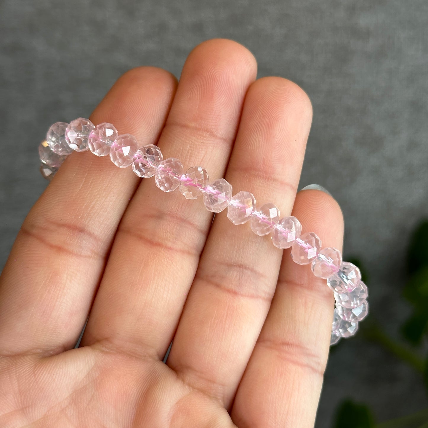 Rose Quartz Faceted Rondell Bracelet Size 7 mm