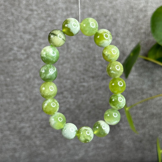 Natural Green Serpentine Jade Bracelet  Size 13 mm