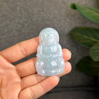 Quan The Am Buddha Jadeite Jade Type A Light Water Green Pendant