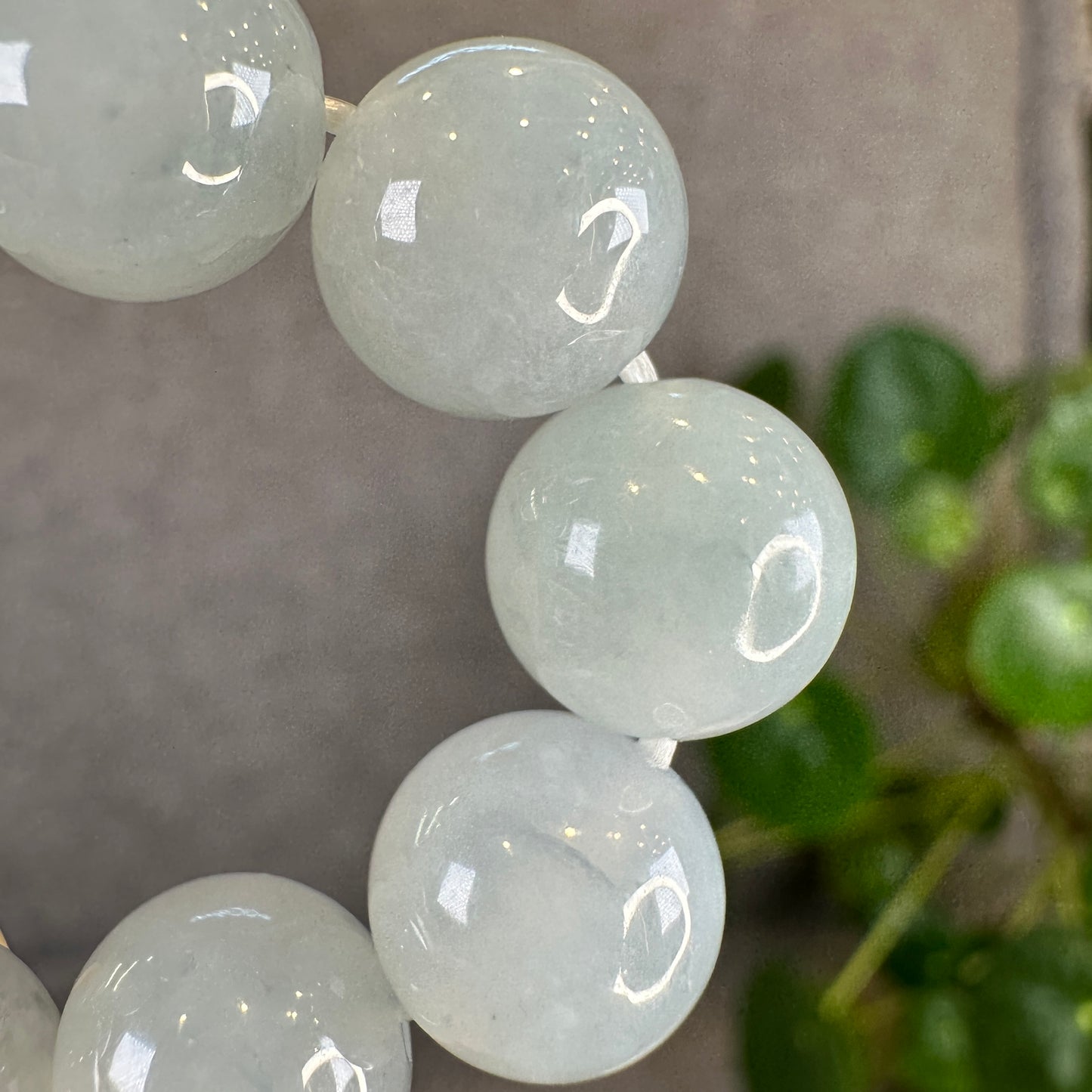 Icy Water Green Jadeite Jade Bracelet Size 10 mm