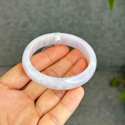 Natural Lavender with One Dot of Orange Jadeite Jade Type A Oval Leaf Style Bangle Size 51-52 mm mm Certificate 296365