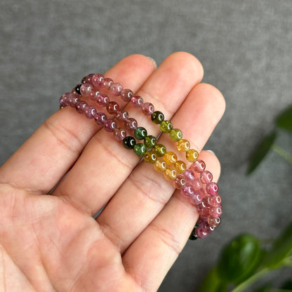 Tourmaline Triple Wrap Bracelet Size 4.5 mm