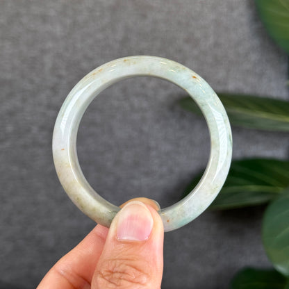 Tri Colour Natural Floral Orange Natural Jadeite Jade Type A Bangle Leaf Sytle Size 52.3 mm Certificate 574933