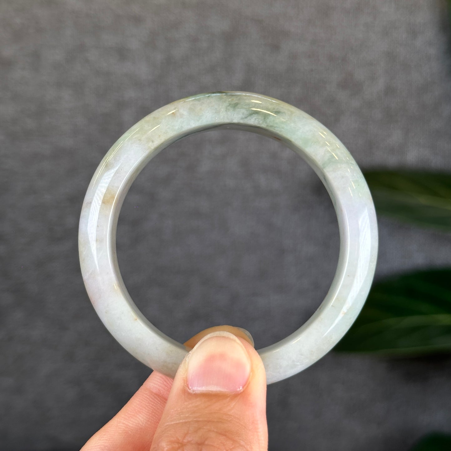 Tri Colour Natural Floral Orange Natural Jadeite Jade Type A Bangle Leaf Sytle Size 52.3 mm Certificate 574933