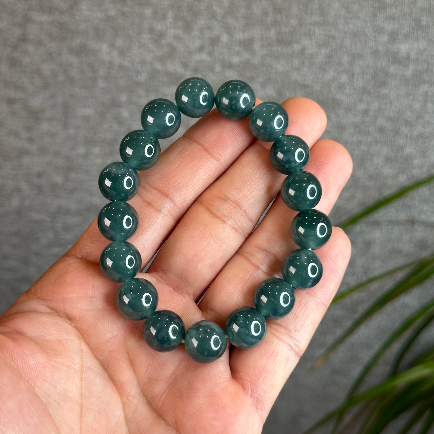 Natural Blue Water Natural Jadeite Jade Bracelet 11.8 mm