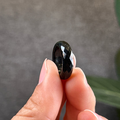 Black Jadeite Jade Faceted Ring Size 1.7