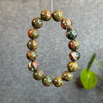 Green and Pink Ocean Jasper  Bracelet Size 14 mm