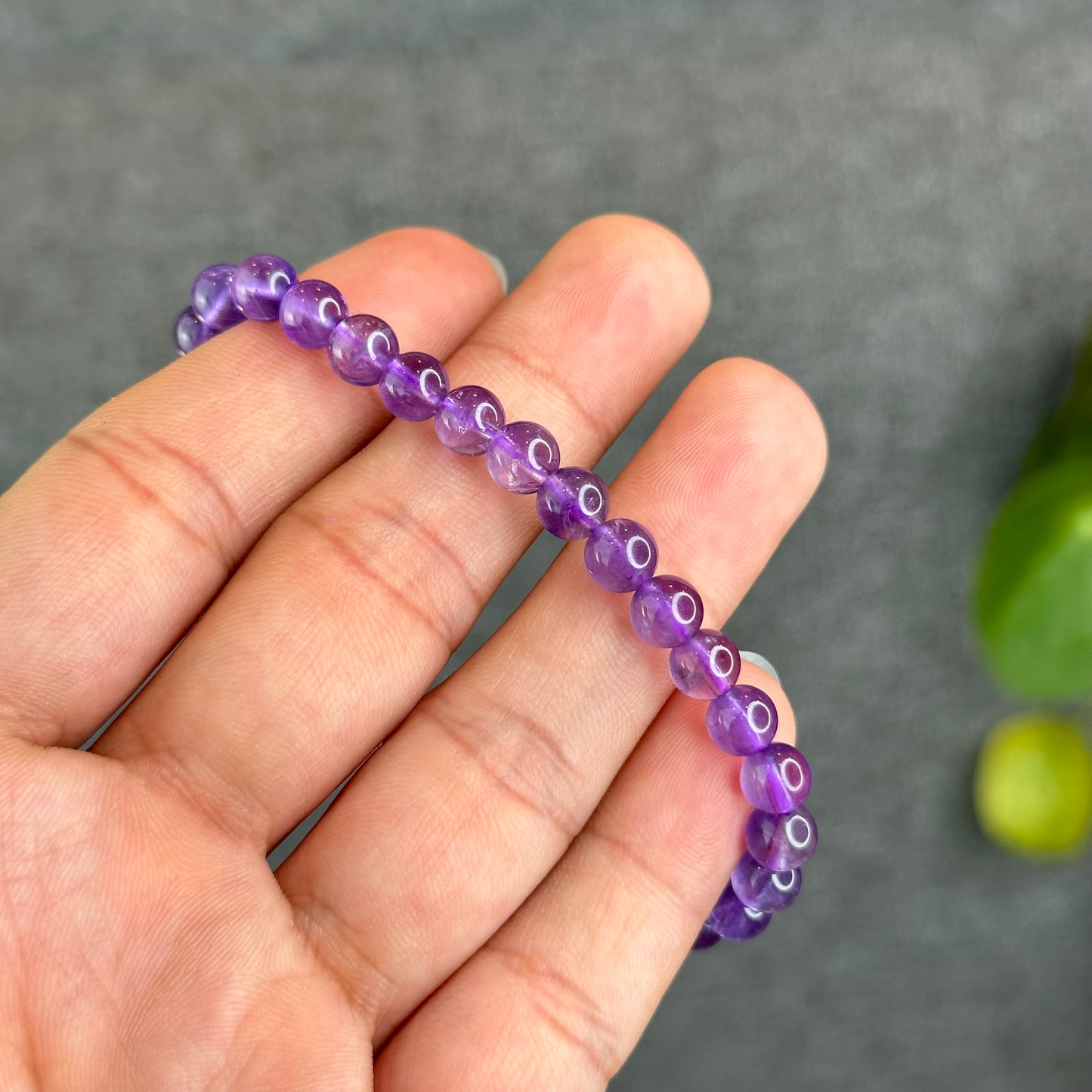 Natural Amethyst Bracelet Size 6 mm