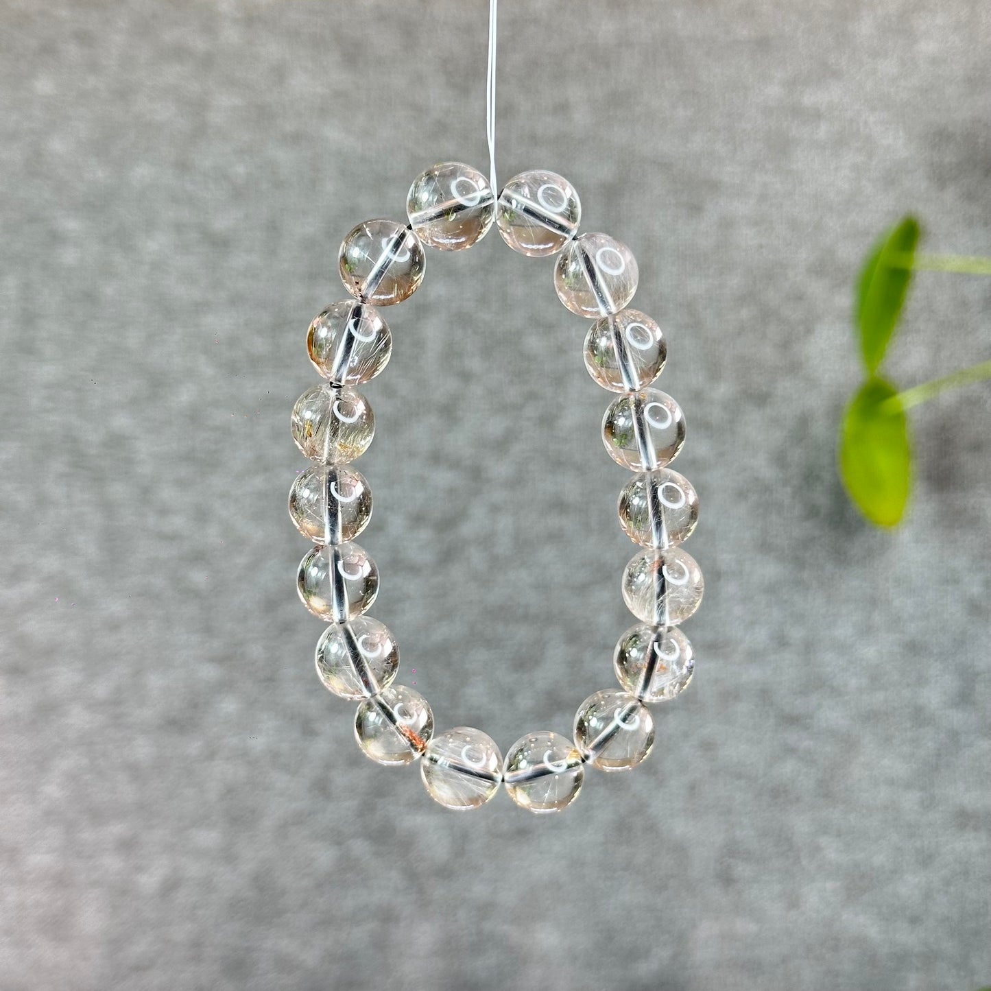 Natural Platinum Rutilated Quartz Bracelet Size 10.5 mm