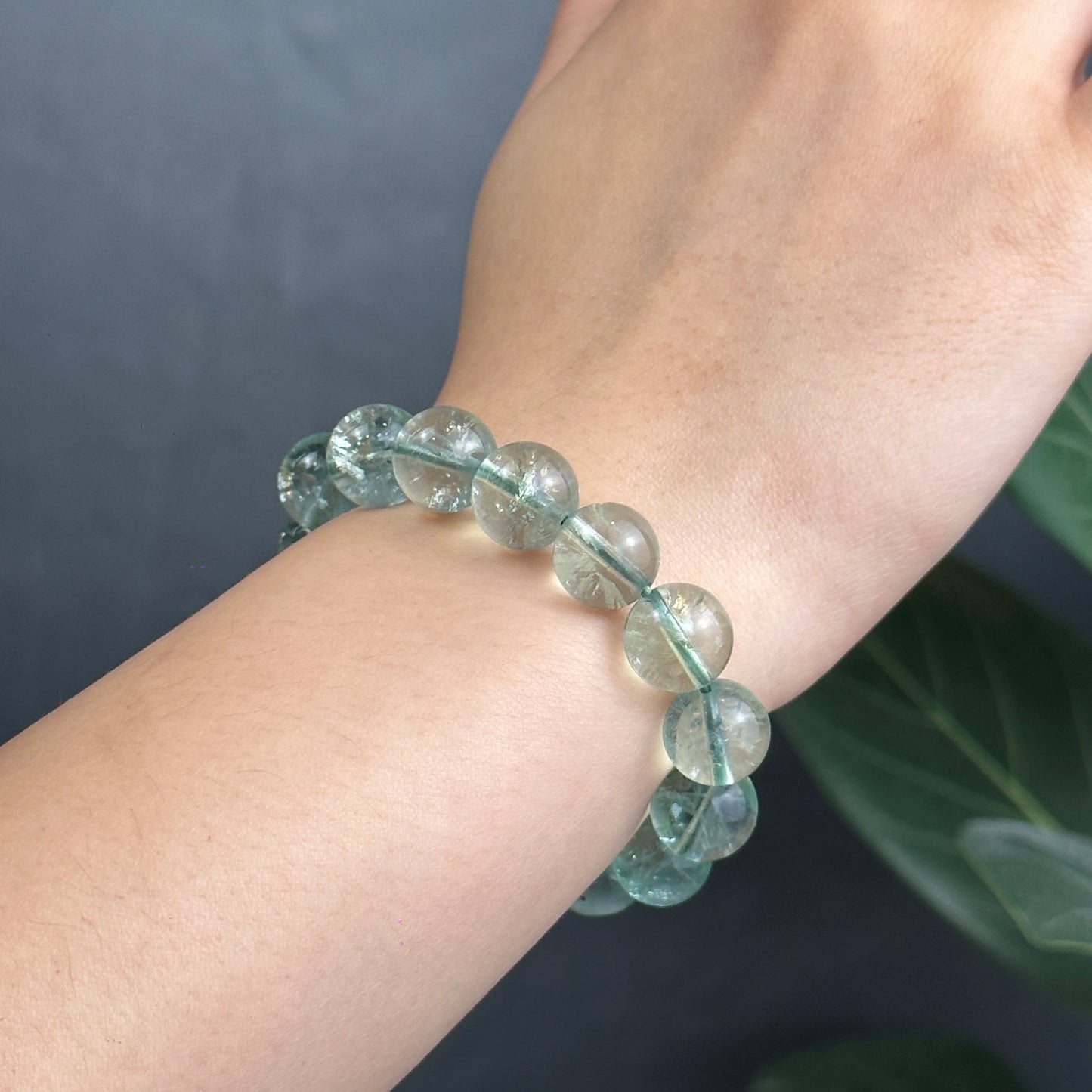 Green Fluorite with Rainbow Bracelet Size 11 mm