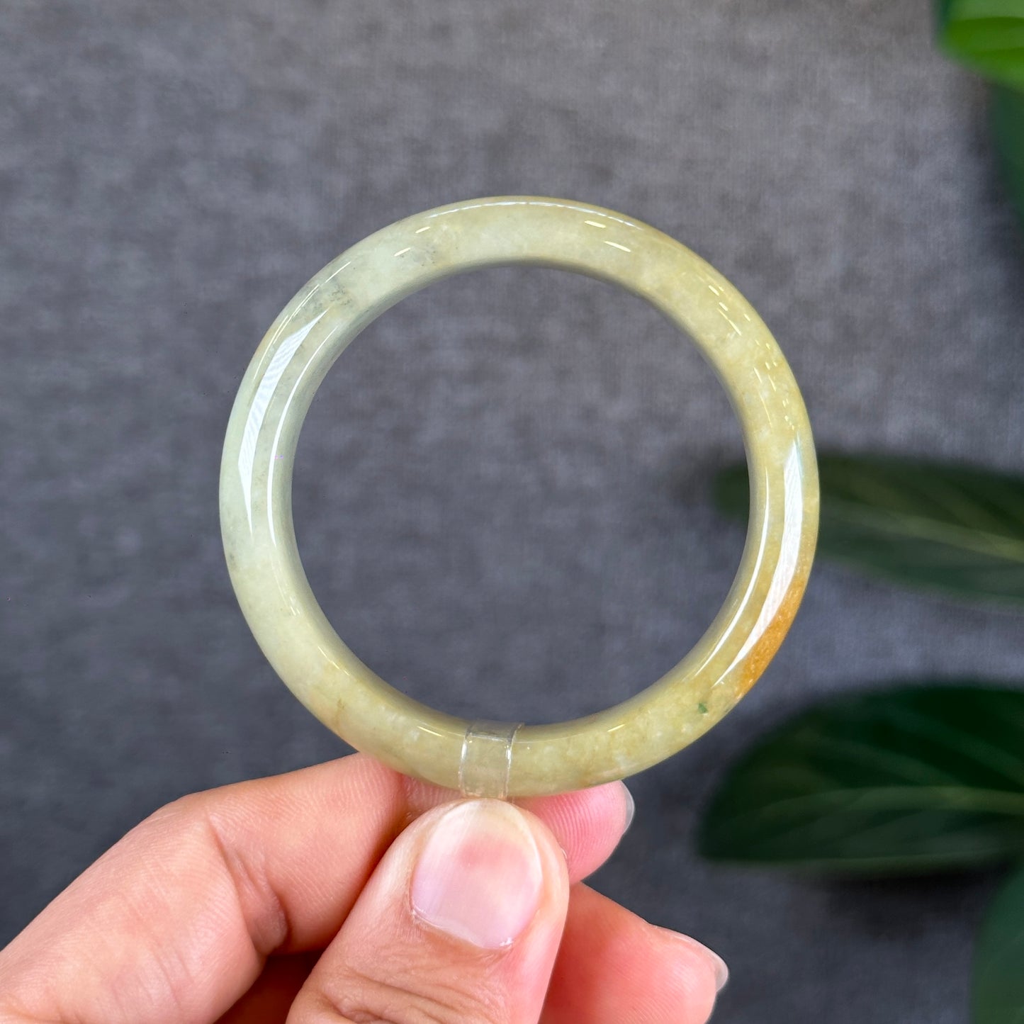 Orange Jadeite Jade Bangle Leaf Sytle Size 49.4 mm Certificate 455835