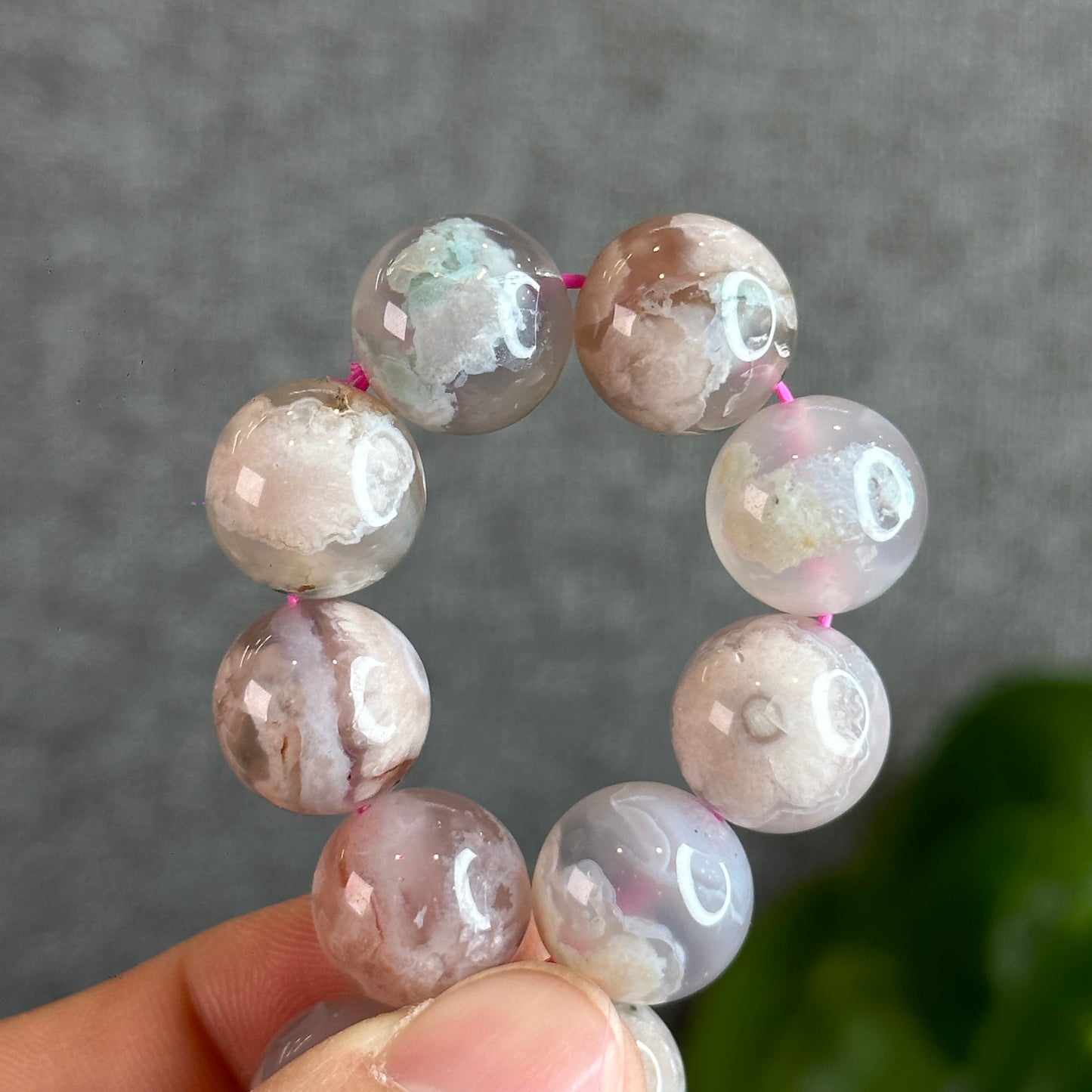 Natural Floral Agate Bracelet Size 13.5 mm