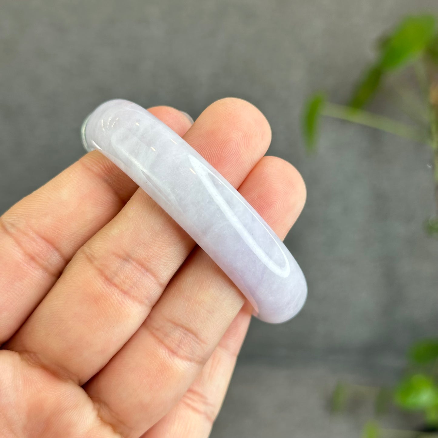 Natural Lavender with One Dot of Orange Jadeite Jade Type A Oval Leaf Style Bangle Size 51-52 mm mm Certificate 296365