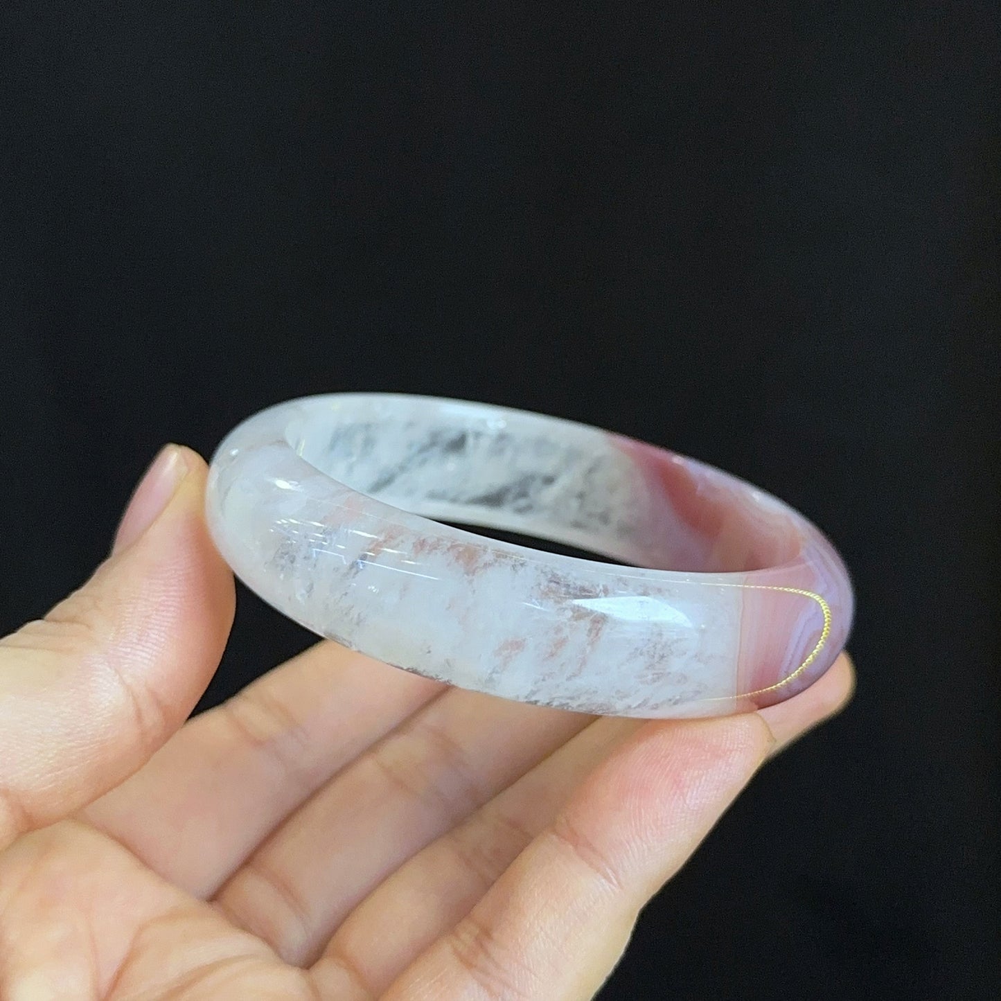 Special Natural Agate Bangle Leaf Style Size 56 mm