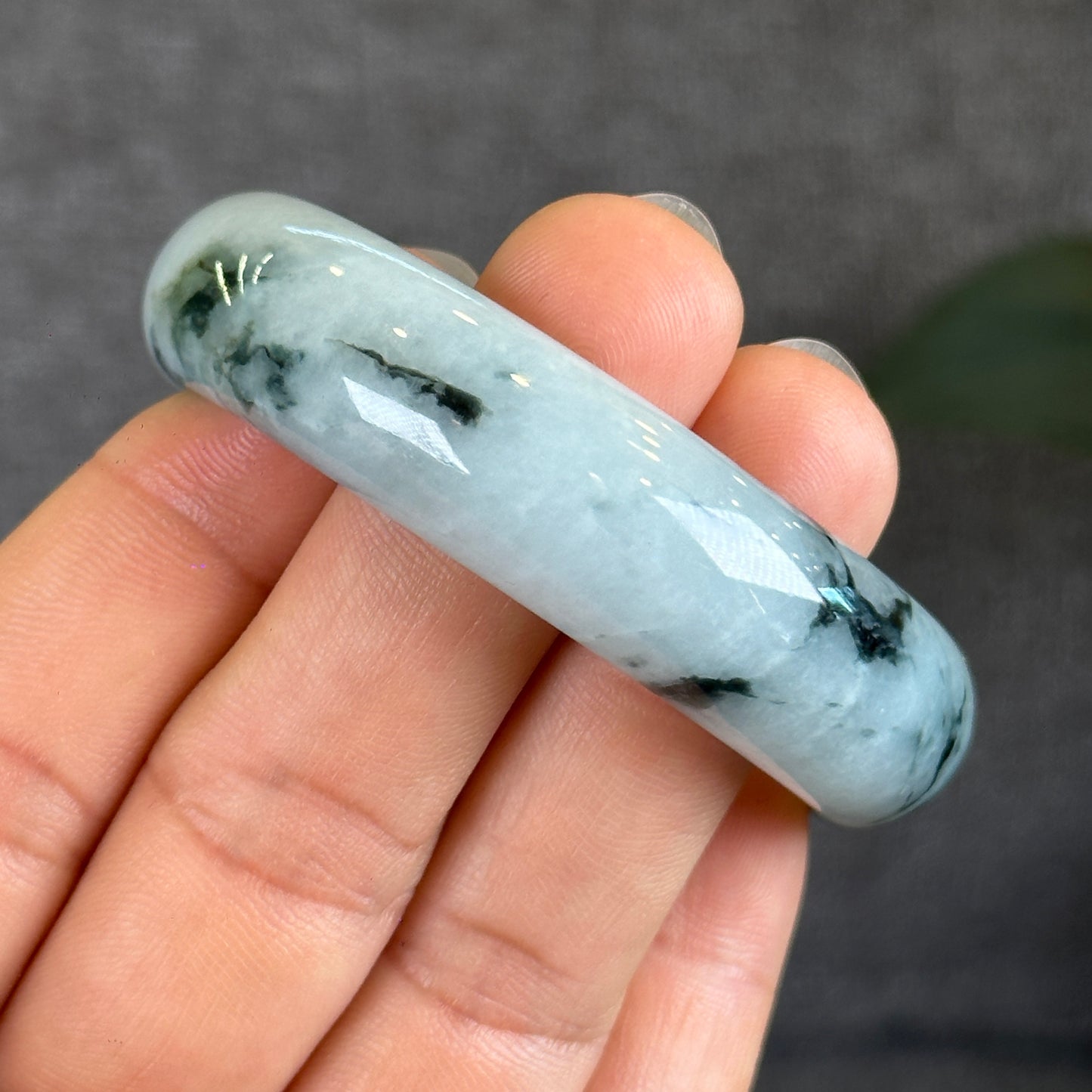 Natural Water Green Floral Pattern Jadeite Jade Bangle Leaf Sytle Size 50 mm Certificate 287437