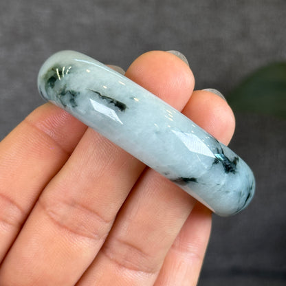 Natural Water Green Floral Pattern Jadeite Jade Bangle Leaf Sytle Size 50 mm Certificate 287437