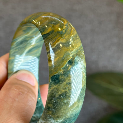 Colourful Chalcedony Bangle Leaf Style Size 58.2 mm