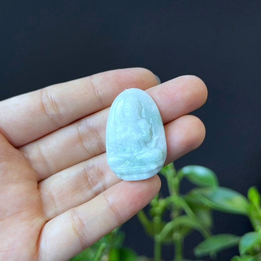Đại Nhật Protection Buddha Natural Jadeite Jade Pendant - Year of Goat and Monkey