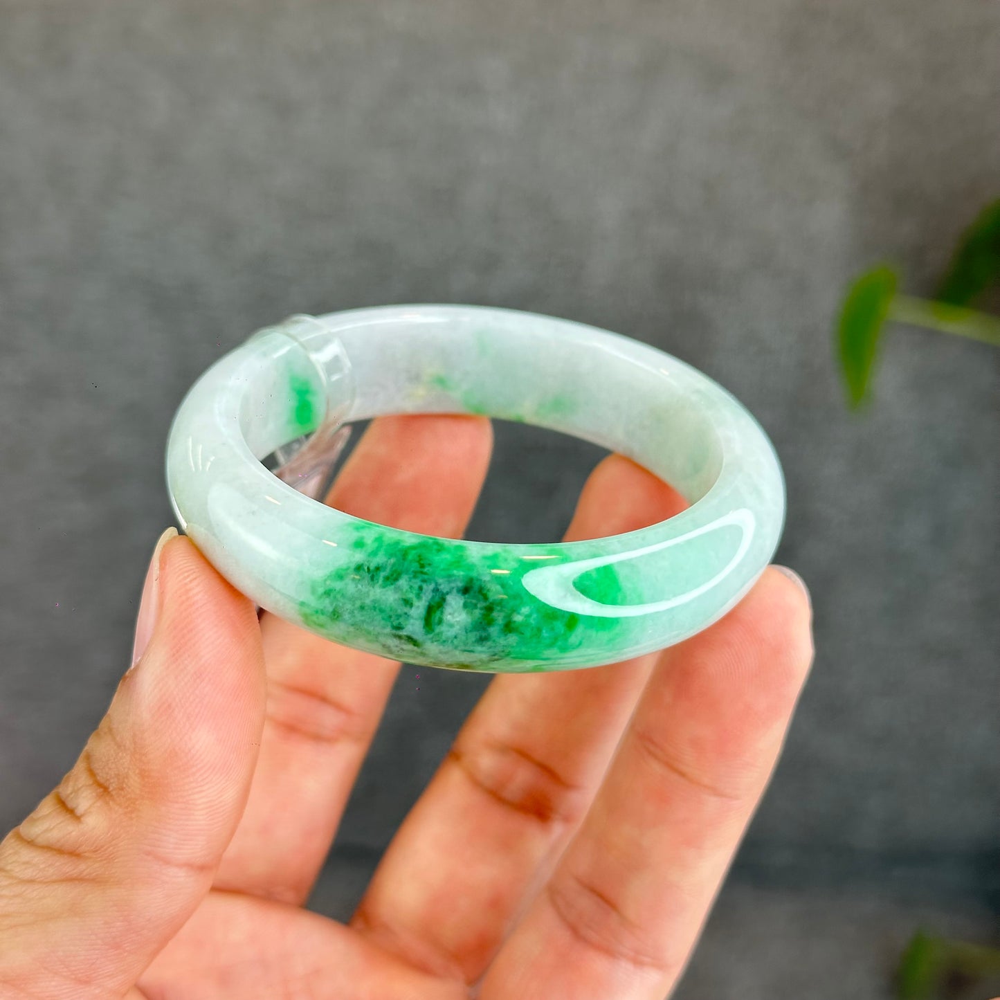 Light Green Natural Jadeite Jade Leaf Style Size 51.44 mm