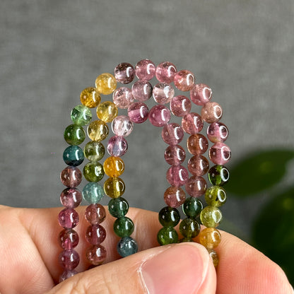 Tourmaline Triple Wrap Bracelet Size 4.5 mm