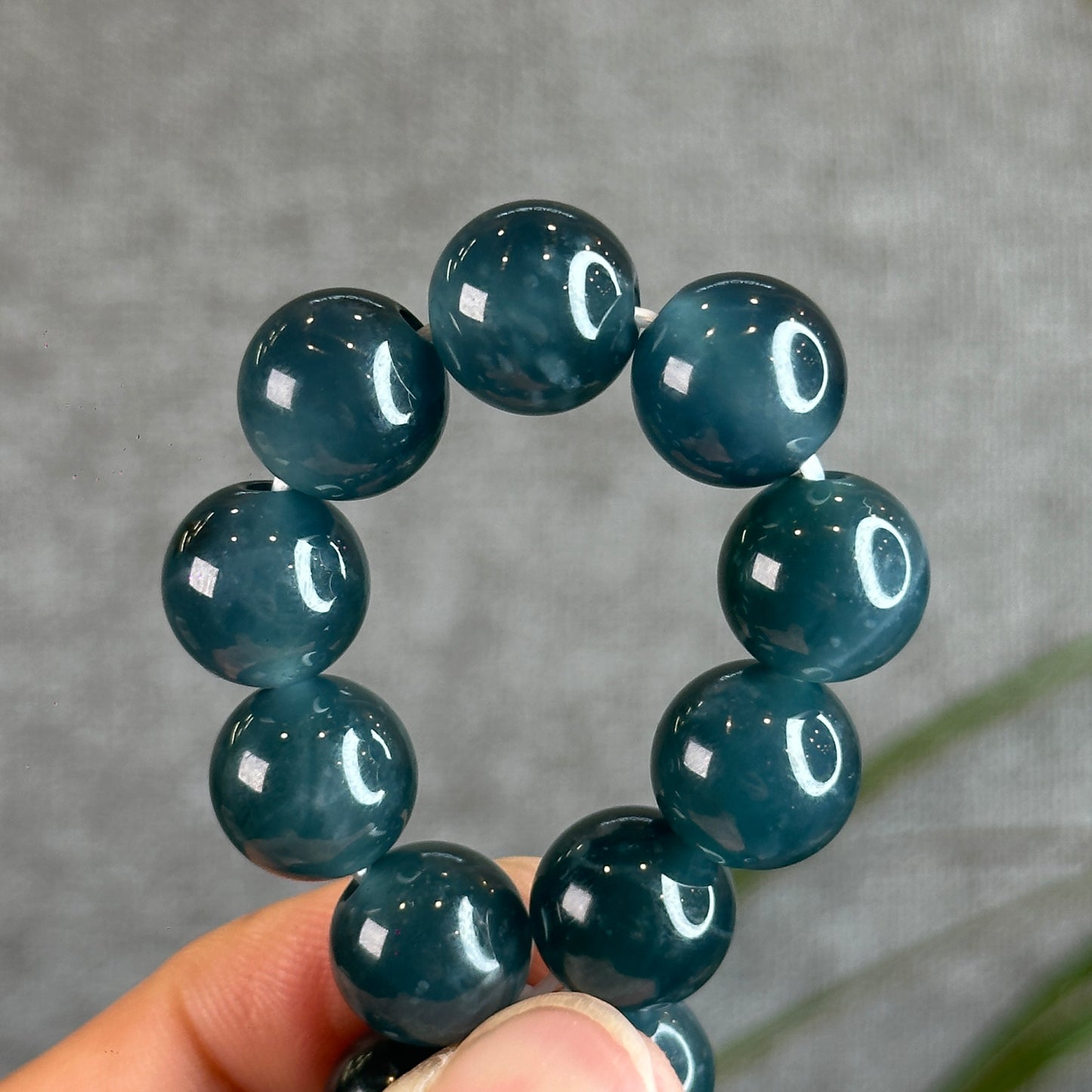 Natural Blue Water Natural Jadeite Jade Bracelet 11.8 mm