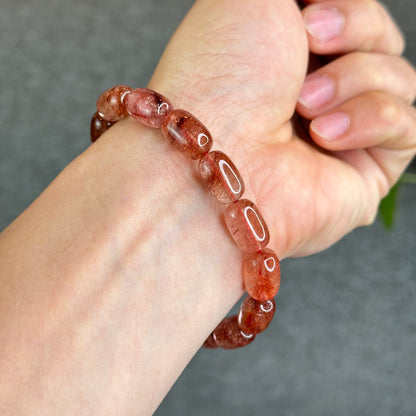 Natural Red Rutilated Quartz Lu Thong Bracelet size 9 mm
