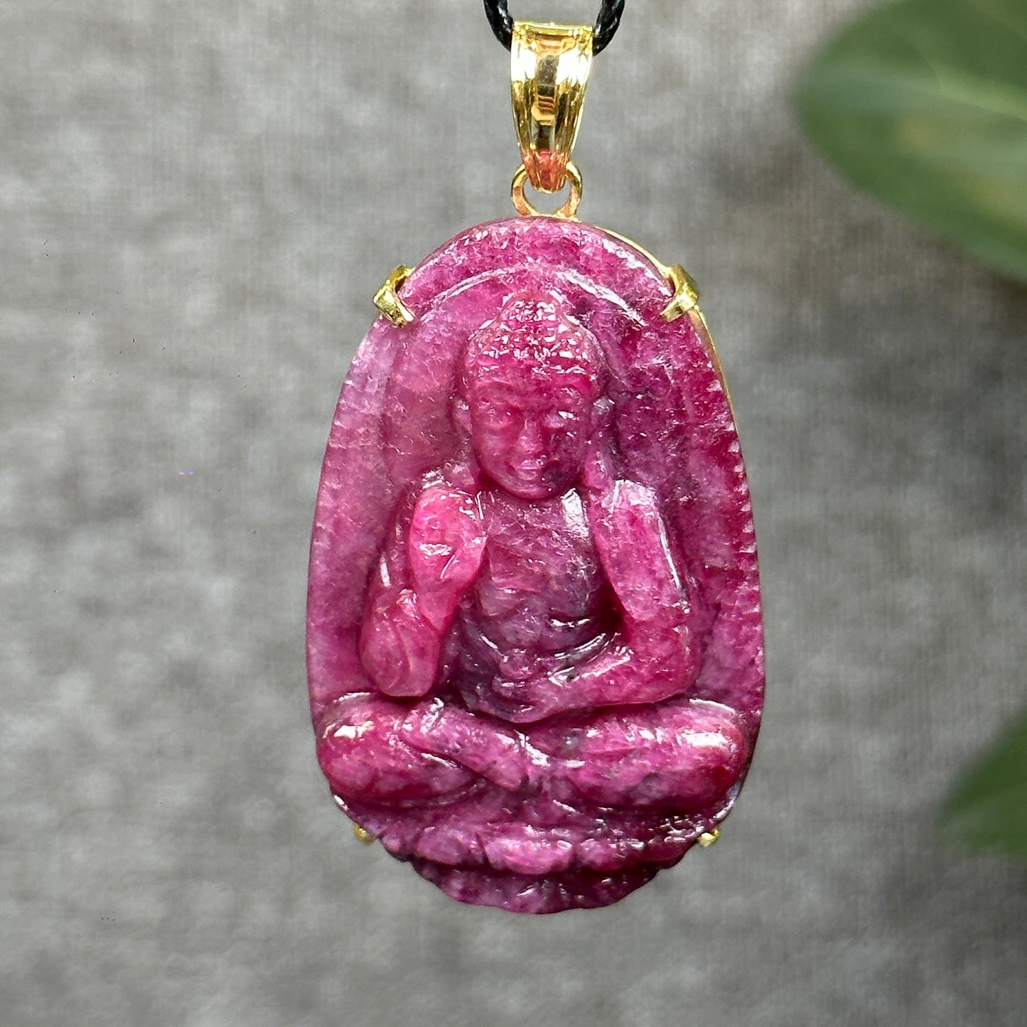 Adida Buddha Ruby Pendant in 10 Gold Setting with Gem Review Certificate