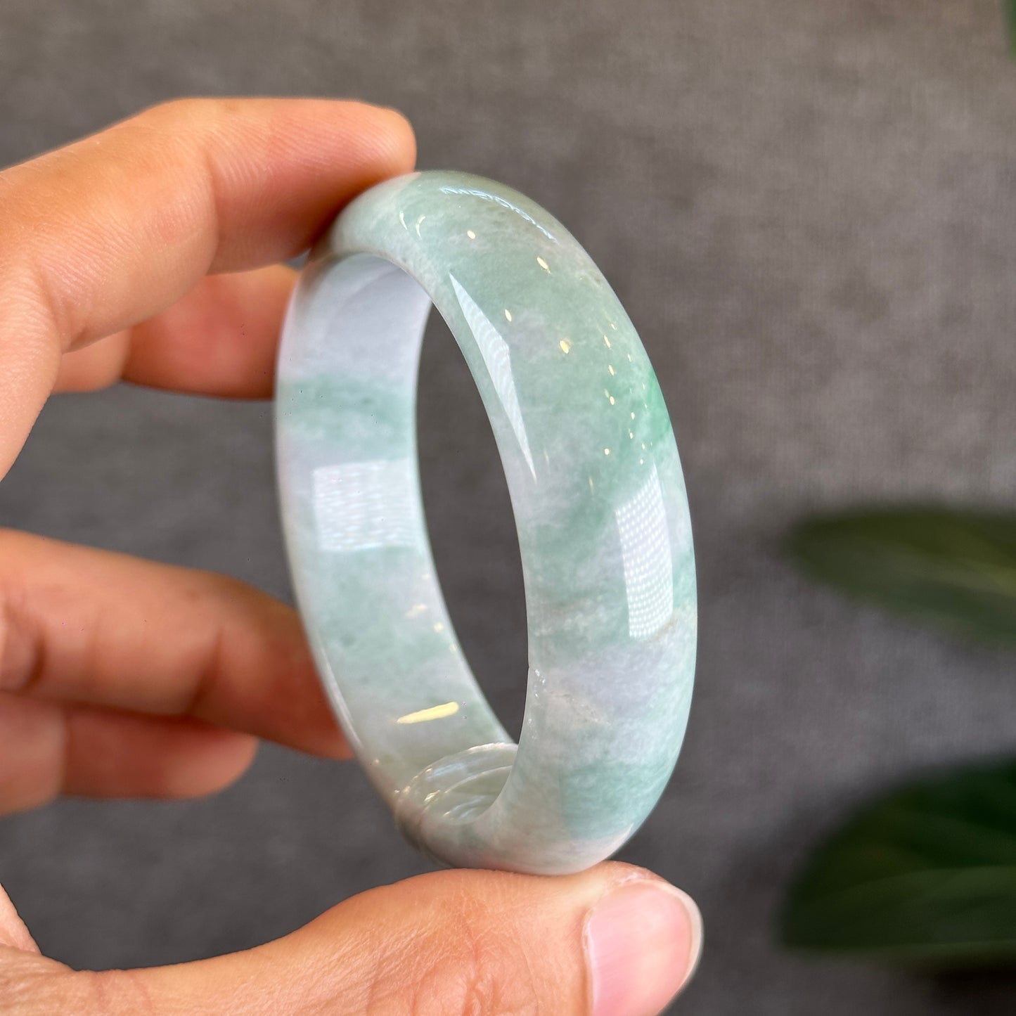 Jadeite Jade Bangle Size 51.70 mm Leaf Style